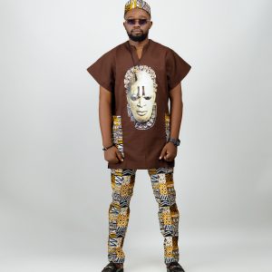 Elegant Mens African Outfit: Traditional Ankara Dashiki. Size M-4XL