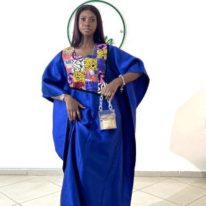 Mikado Ankara Patches Boubou - Royal Blue