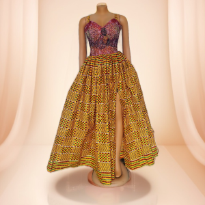 Kente and Lace Maxi Dress