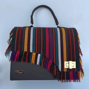 Olanma Asooke and Leather Handbag - Midi Brown