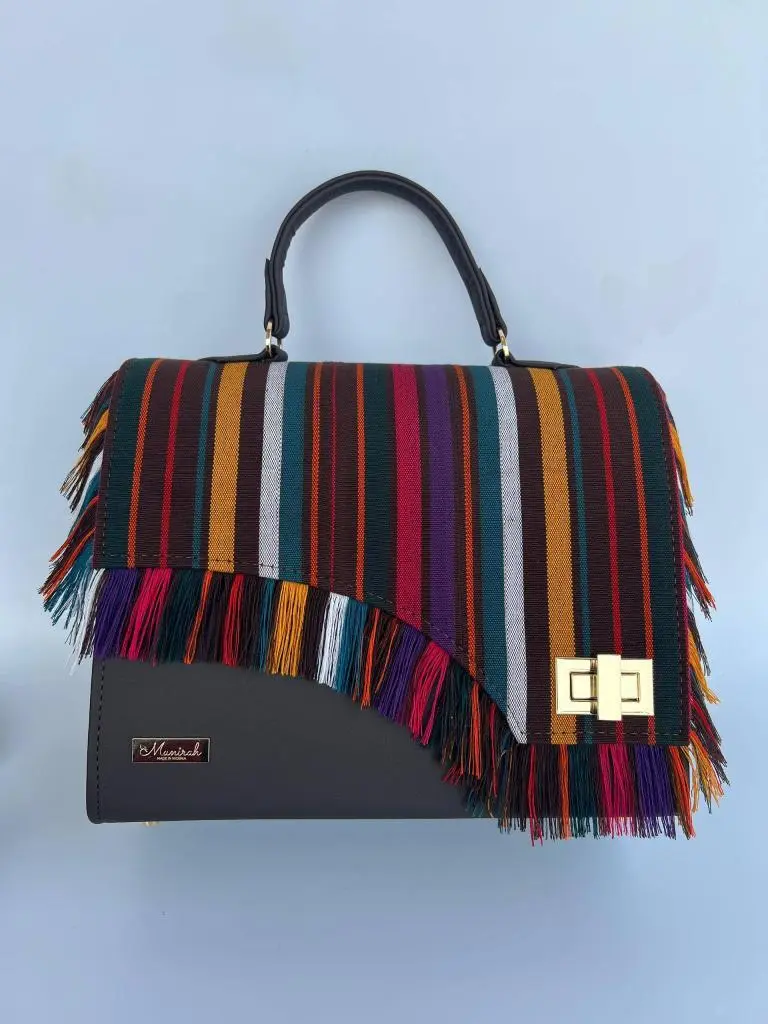 Olanma Asooke and Leather Handbag - Midi Brown