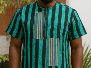 Adeyemi Ankara Short Sleeve Men’s Top - Image 1