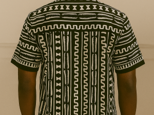 Black And White Ankara Tribe Bishop Collar Shirt - XL - Image 2