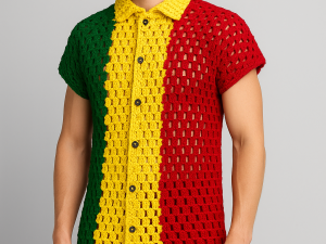 Crochet Pan-African T-shirt (Free Panama Cap to match) - Image 4