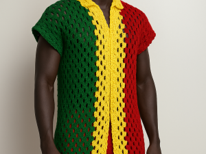 Crochet Pan-African T-shirt (Free Panama Cap to match) - Image 3
