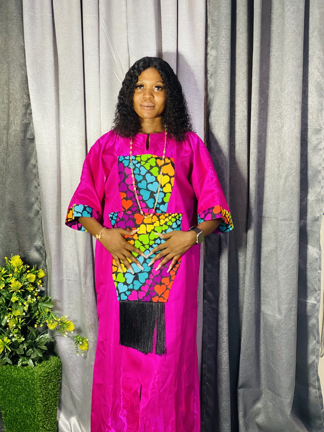 Liquid Mekado Mixed with Ankara - One Size Fits Up To Size 14