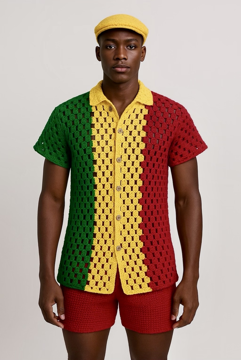 Crochet Pan-African T-shirt (Free Panama Cap to match)