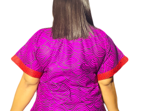 Ankara Combo Short Dress - One Size Fits Up To Size 18 - Image 3
