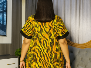 Ankara Short Dress With Tassels- One Size Fits Up To Size 18 - Image 3