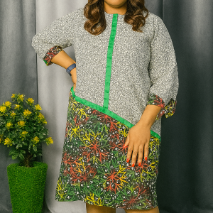 Short Ankara Combo Dress - One size Fits Up To Size 18