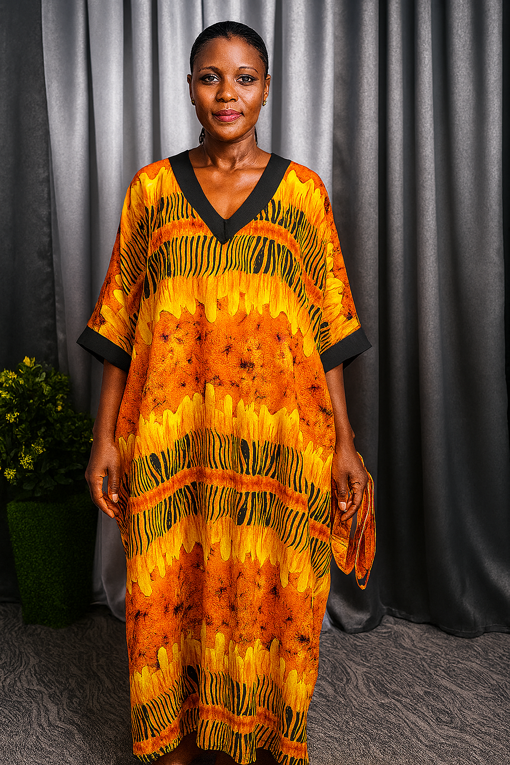 Vintage Crepe Bubu Dress - One Size Fits Up To Size 20