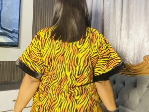Ankara Short Dress With Tassels- One Size Fits Up To Size 18 - Image 3