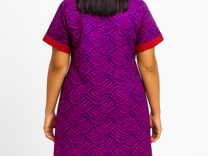 Ankara Combo Short Dress - One Size Fits Up To Size 18 - Image 3