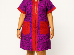 Ankara Combo Short Dress - One Size Fits Up To Size 18