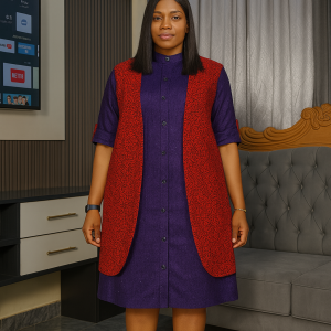 Short Ankara Combo dress - One Size Fits Up To Size 18