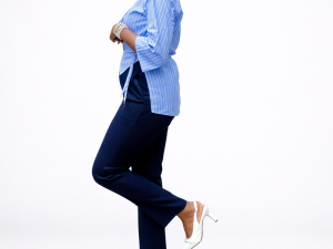 Azure Wrap Shirt – Elegant Women’s Wrap Blouse Top - Image 5