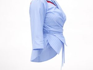 Azure Wrap Shirt – Elegant Women’s Wrap Blouse Top - Image 2