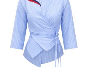 Azure Wrap Shirt – Elegant Women’s Wrap Blouse Top